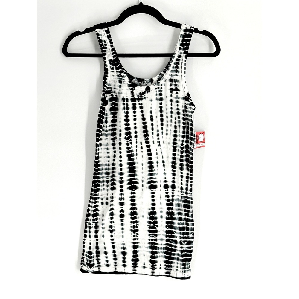 Hard Tail Forever New Y2K Womens Black White Tie Dye Longline Tank Top fitted 90